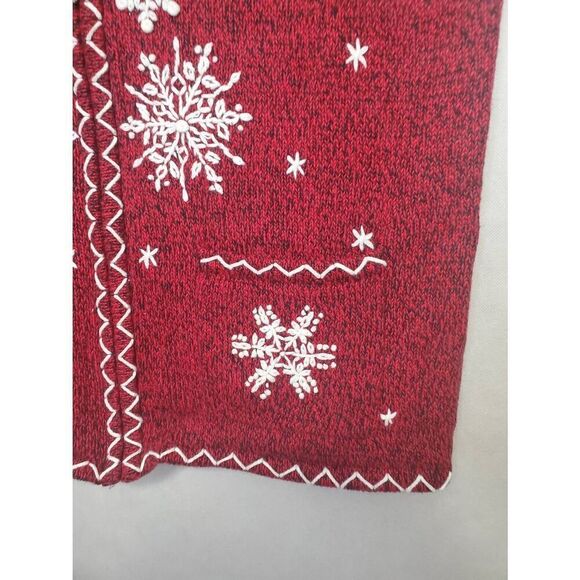 Grandmacore Christmas Winter Full Zip Snowflake Embroidered Ugly Sweater Vest - Picture 3 of 7